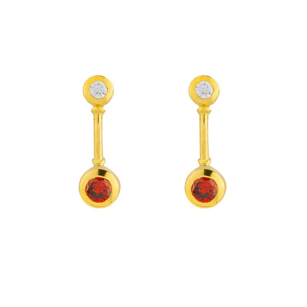 گوشواره لوله ای دو سنگ کد EM176