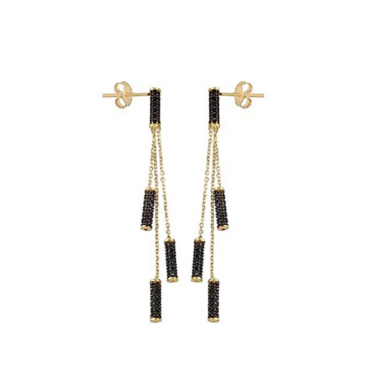 گوشواره سه استوانه نگین دار میخی کد RZE-88