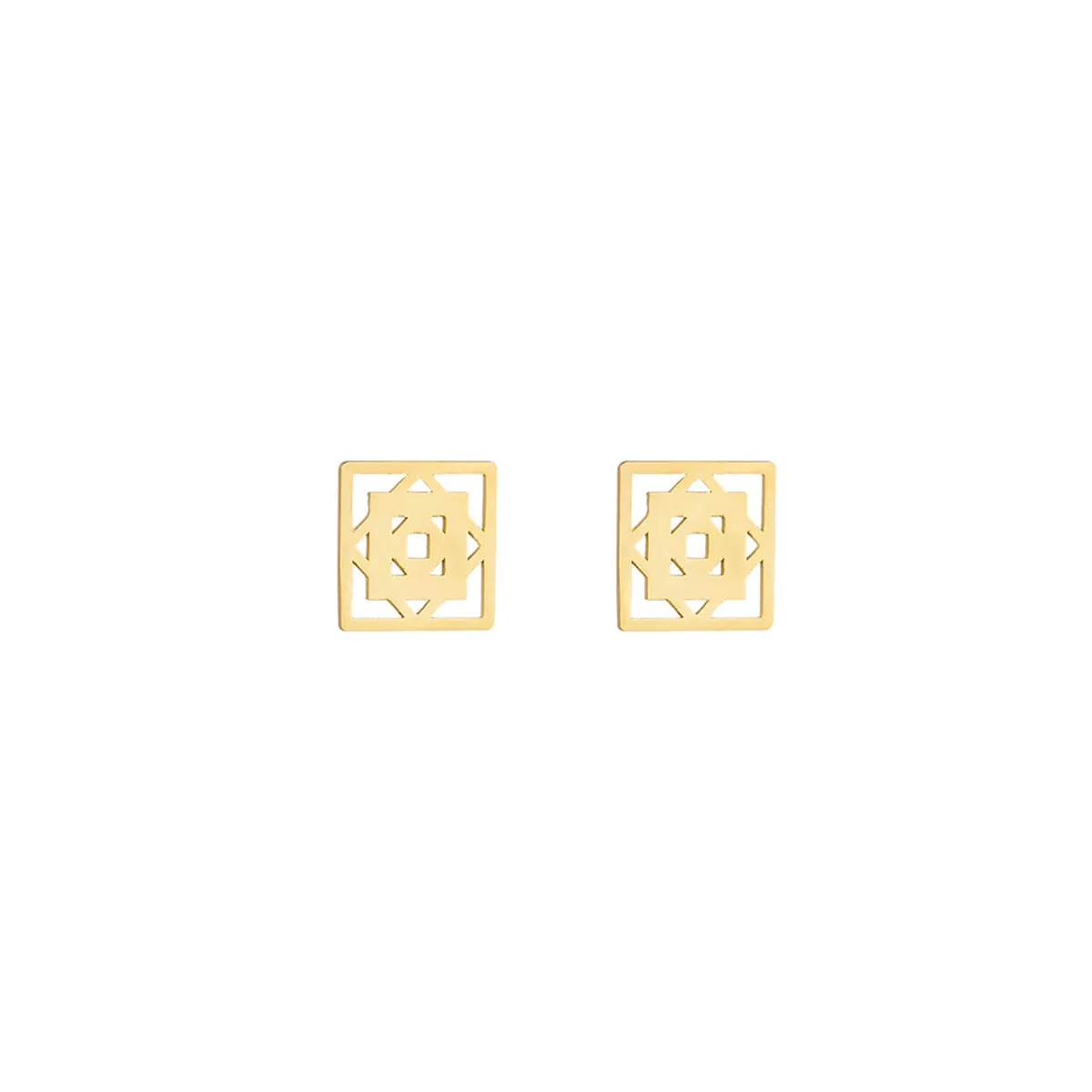 گوشواره مربع اسلیمی لیزری کد LME112