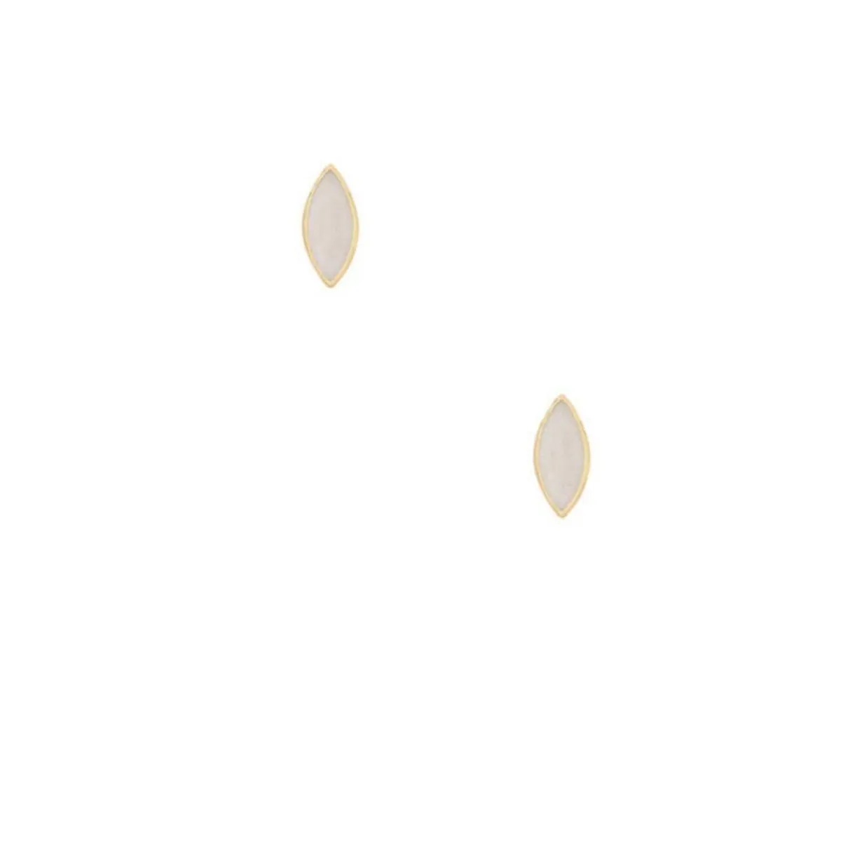 گوشواره گوشواره میخی طلا طرح مارکیز میناکاری سفید کد EMOH126