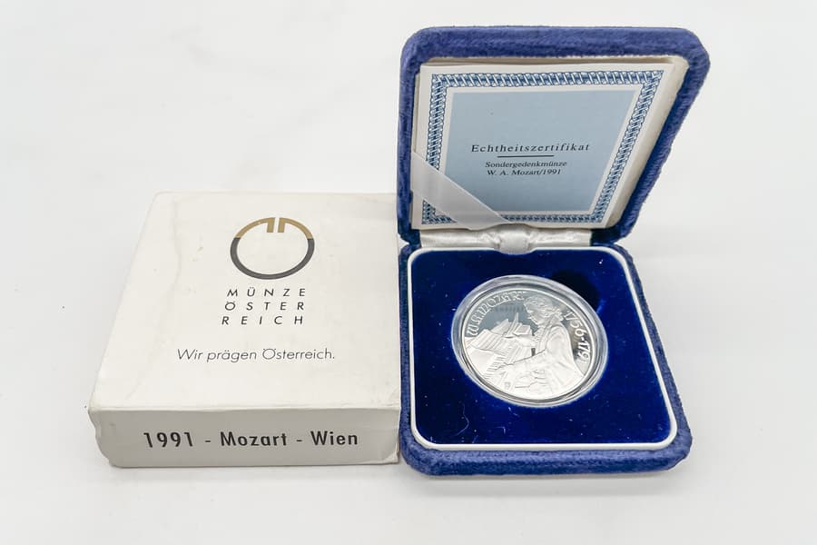 100 Schilling Österreich 1991 Mozart PP Wien Silber