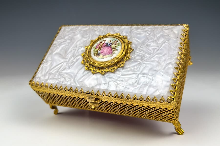 Alte Messing Schmuckschatulle