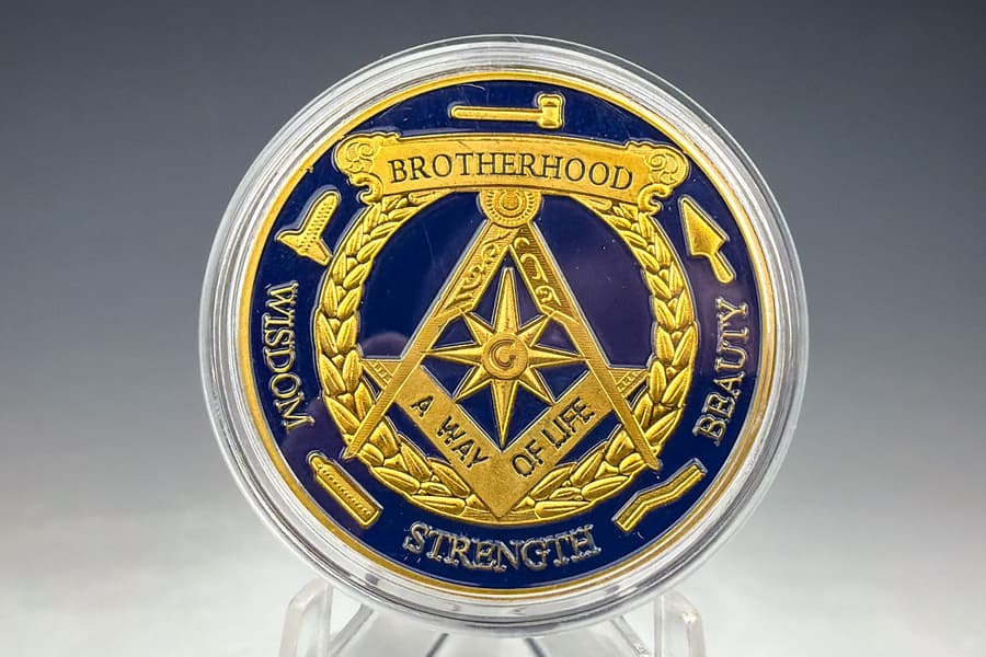 Sammlermünze mit Freimaurer Insignien