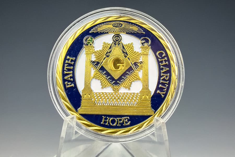 Sammlermünze mit Freimaurer Insignien