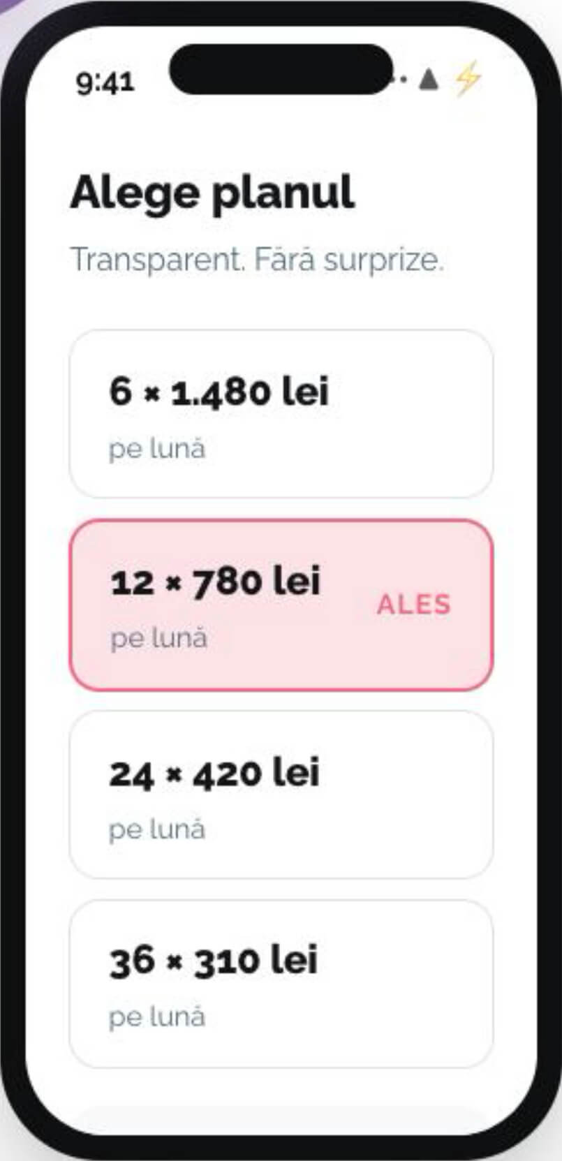 Alege planul de rate