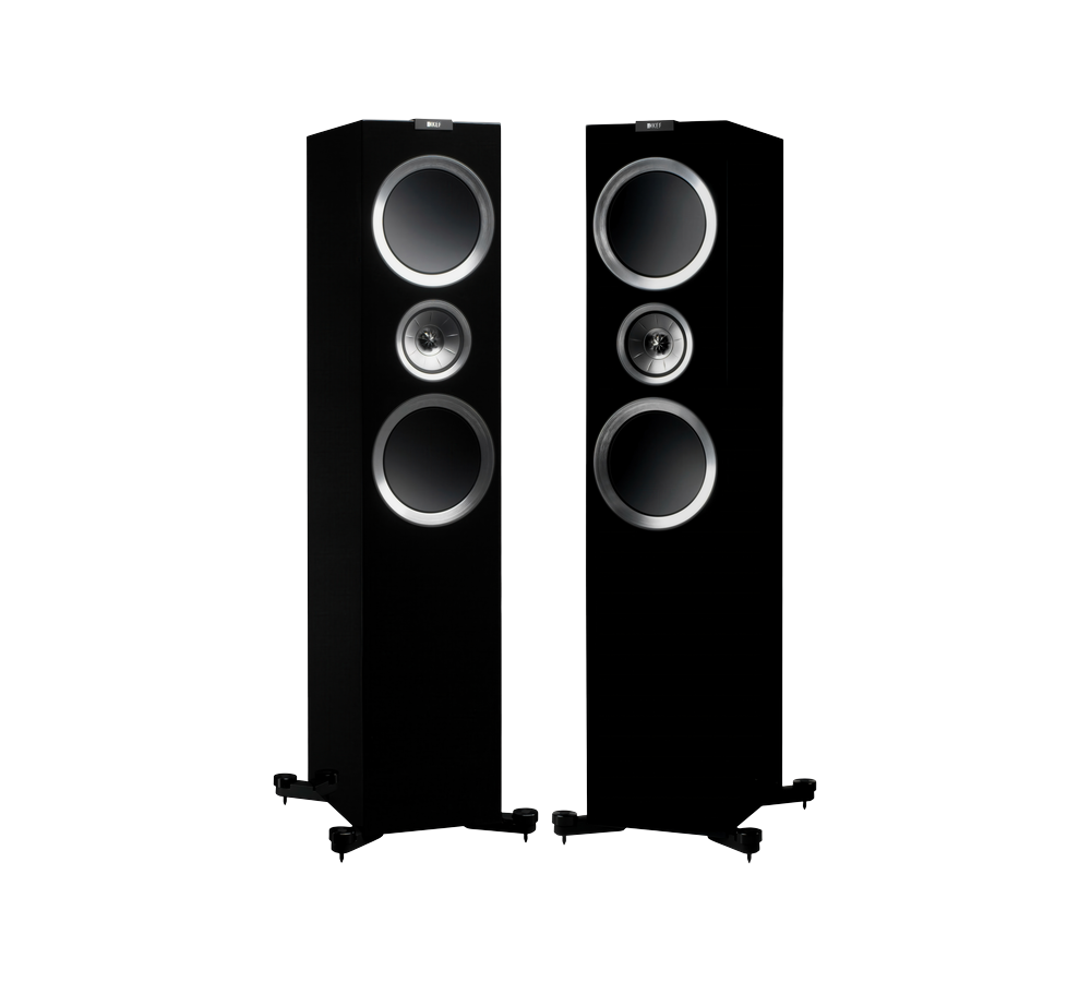 Loa cột KEF R900 màu Black nhìn nghiêng mặt trước
