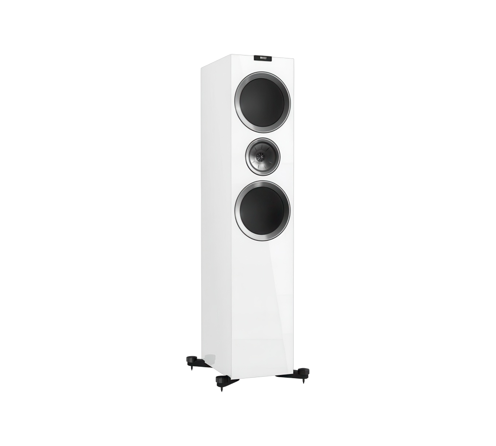 Loa cột KEF R900 màu White nhìn nghiêng mặt trước