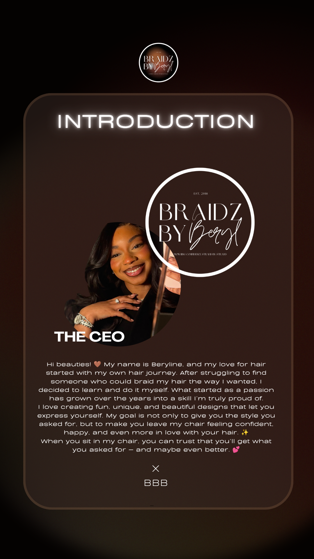 Introduction - The face behind the business x