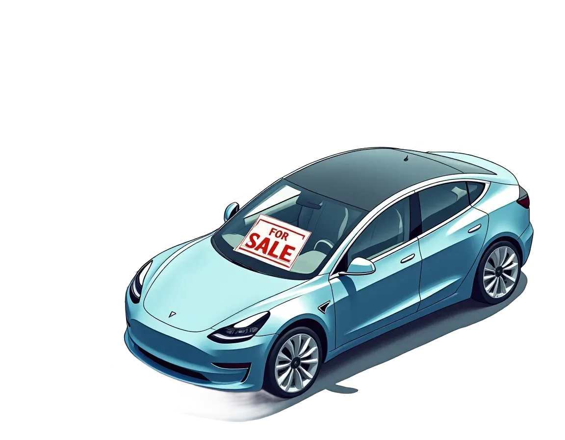 A Tesla owner preparing to sell at WeBuyAnyCar looks concerned