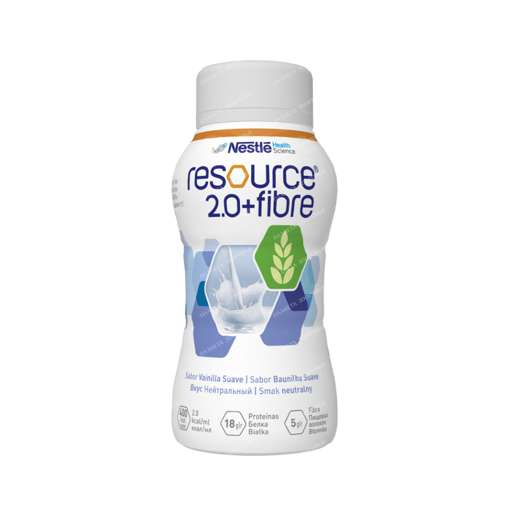 Resource 2.0 + Fiber (Resource 2.0 + Fiber) Specialized product of dietary preventive nutrition, high-calorie, ready-to-eat, complete mixture with dietary fibers with neutral taste
