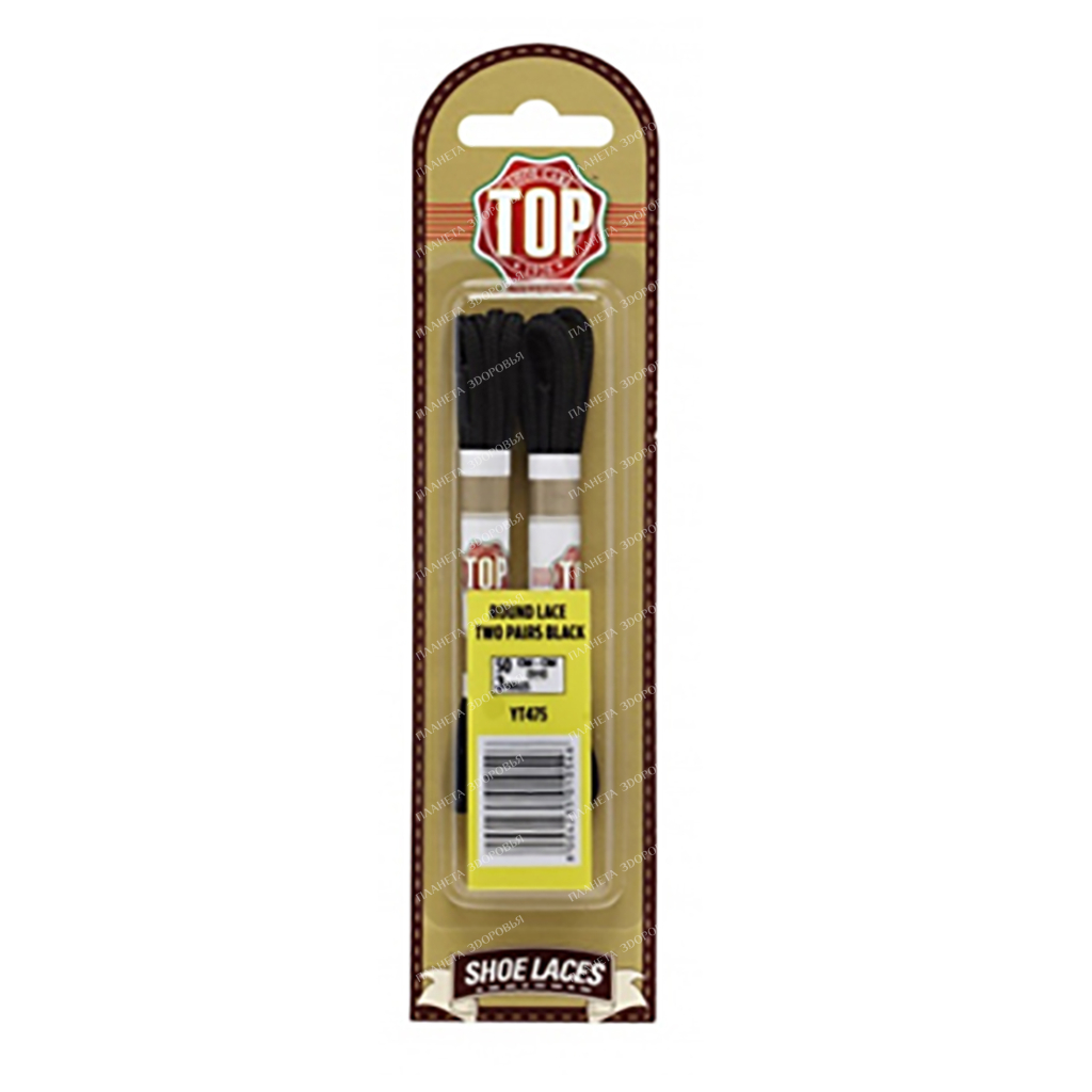 TOP Laces round waxed 70 cm - black (2 pairs per pack)