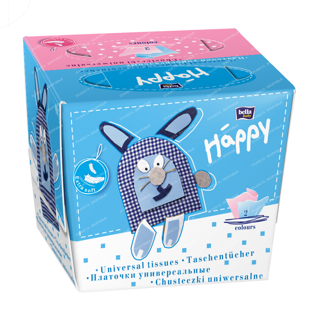 Bella Baby Happy Handkerchiefs universal two-layer different colors "hare", 40+40 pcs