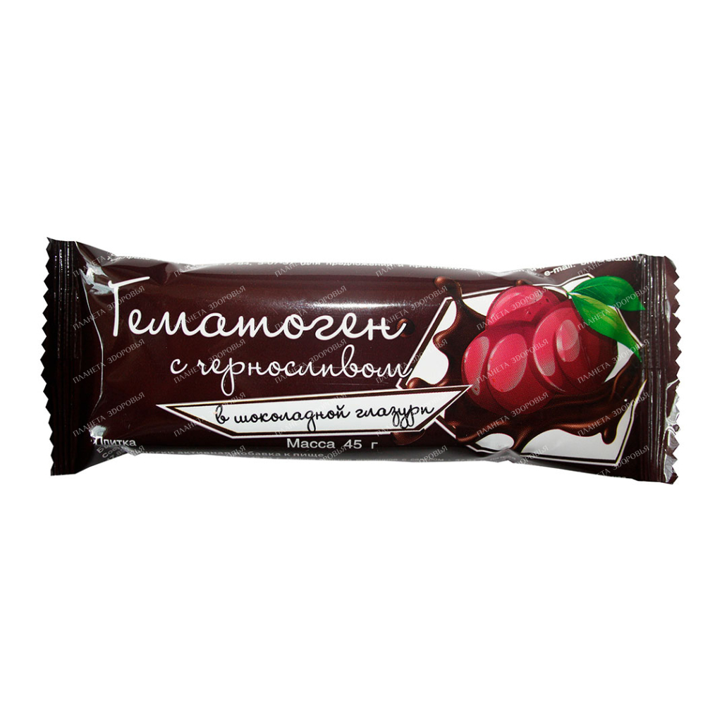 BAA for food "Hematogen with prunes in dark glaze", bar 45g
