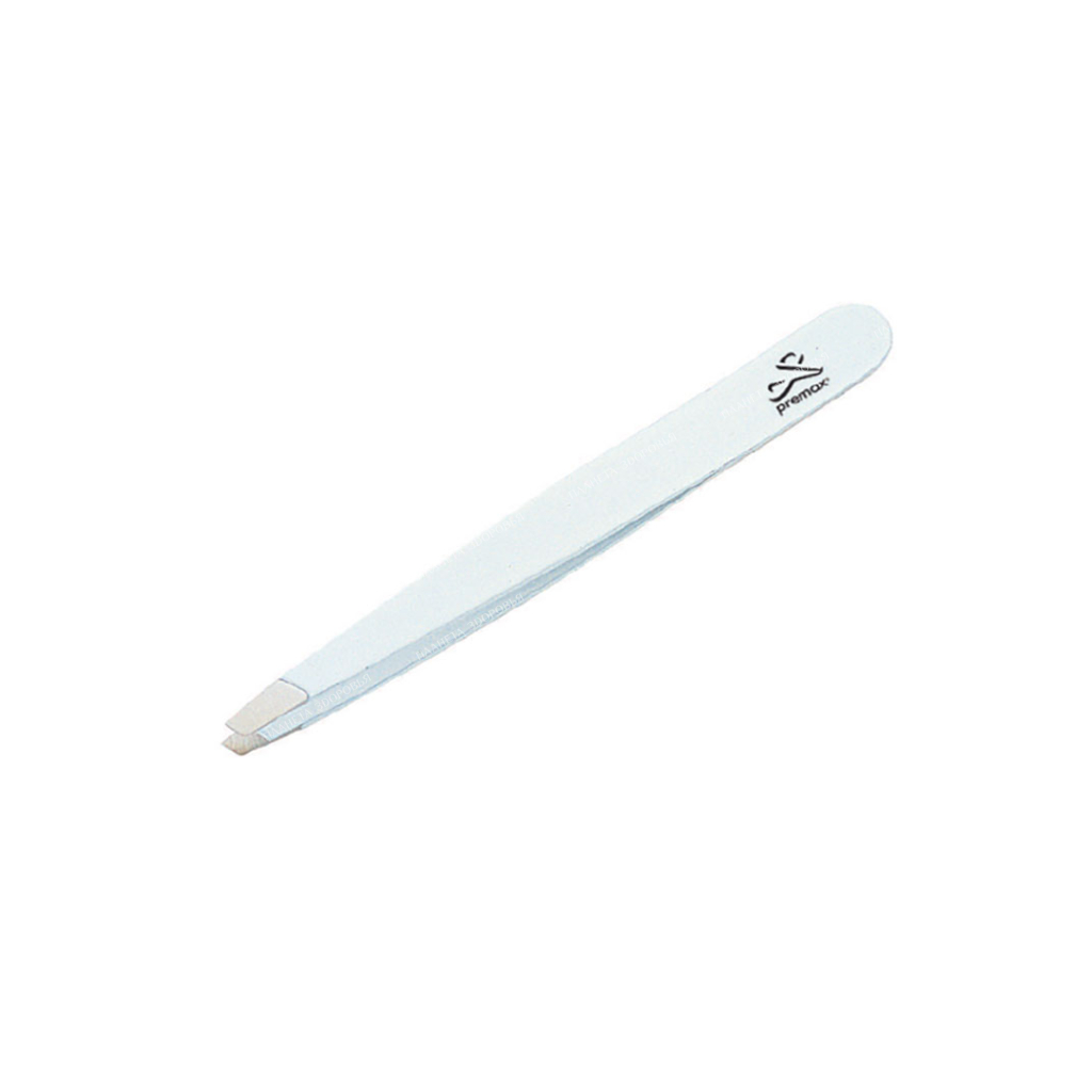 Optima Line Aqua Collection Eyebrow tweezers beveled white 9 cm/3.5''