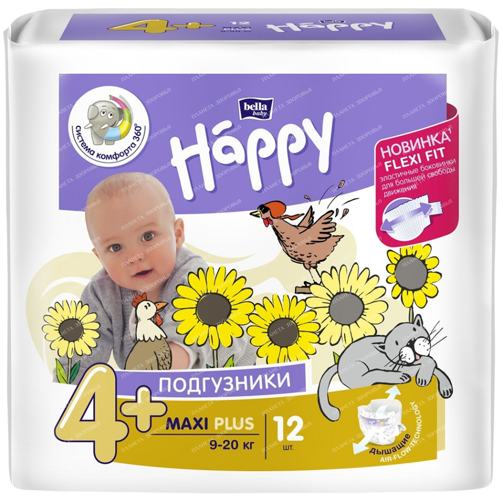 Bella Baby Happy Maxi Plus Hygienic diapers for children (Flexi Fit), 12 pcs