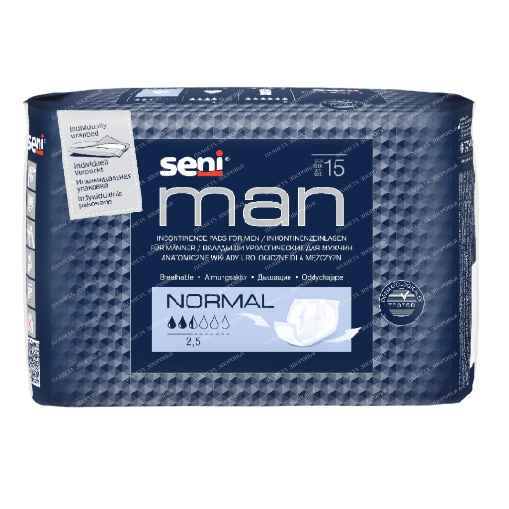 SENI MAN Normal Urological inserts for men, 15 pcs