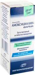 Pharmaceutical technology Amoxicillin-Pharma powder, 125 mg / 5ml, 20 g.