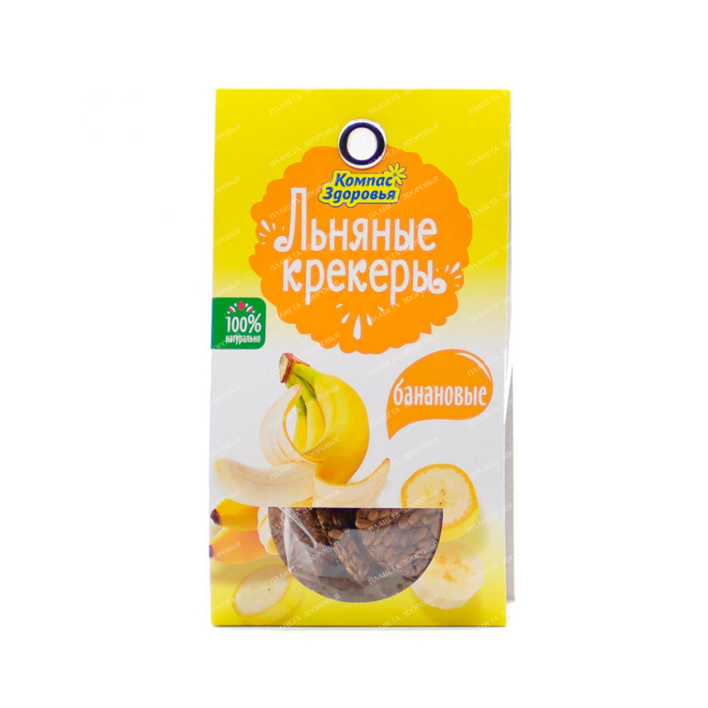 Crispy linen crackers with banana "Compass Health", 50g