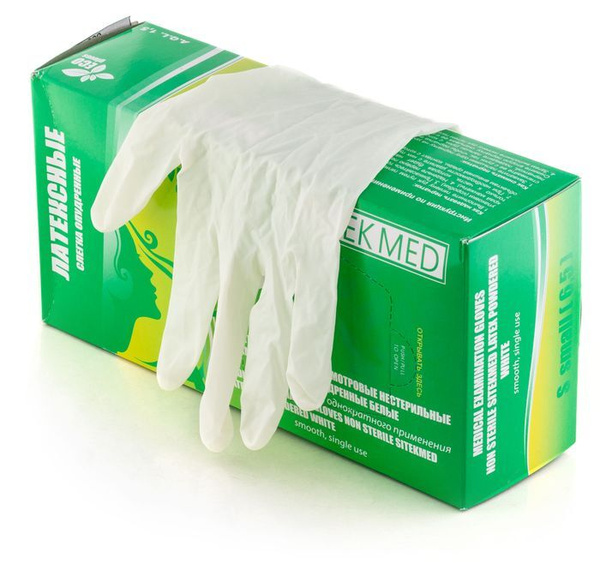 Powder-Free Latex Exam Gloves, Size Small (White)