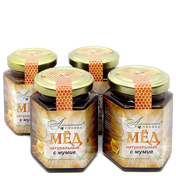 Altai Honey with Mumiyo (250g, 4 Jars)