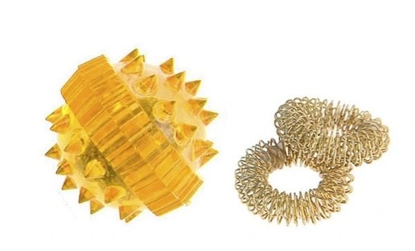 Su-Jok Massage Ball (Double Ring), Yellow