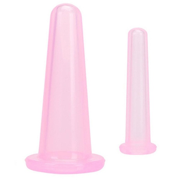 Pink Silicone Face Vacuum Massage Cups