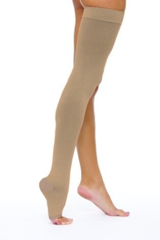 Cream Compression Stockings, 20-30 mmHg, 1 Pair