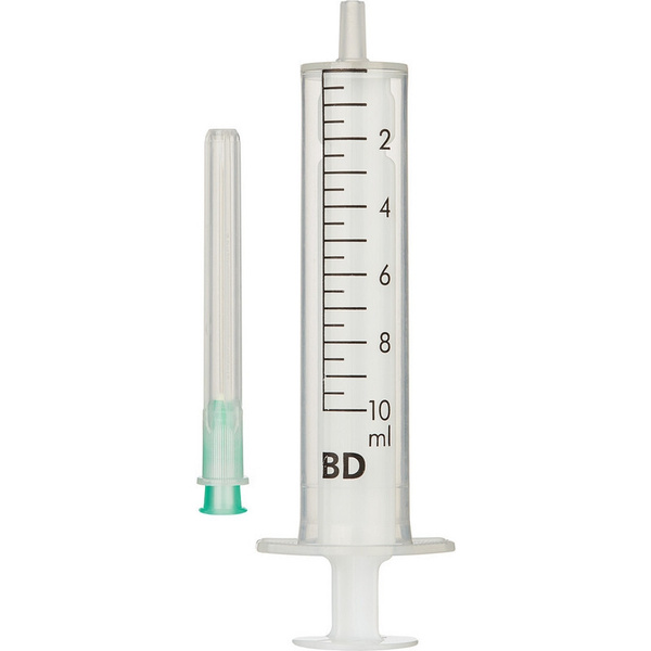 BD 10ml 2-Part Disposable Syringes with 21G Needles (100/box)