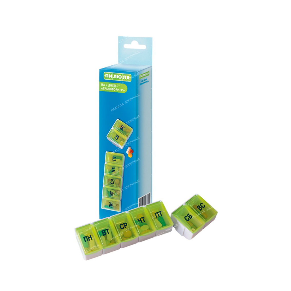 PILYULA tablet box for medicines for a week "Transformer"