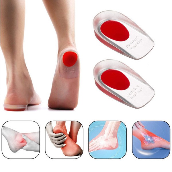 Red Silicone Heel Cups &amp; Cushions (Sizes 35-39) - Plantar Fasciitis Relief