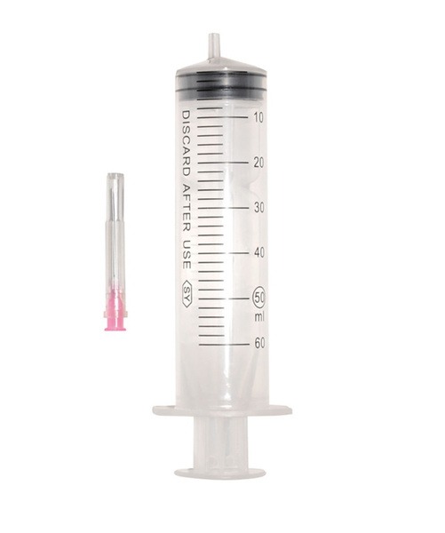 Sterile Disposable 3-Part 50ml Syringe with 18g Needle (5 Pack)