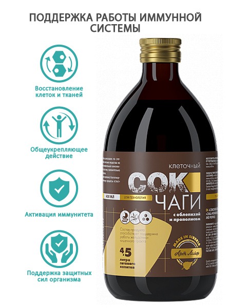 Chaga Mushroom &amp; Sea Buckthorn Elixir with Propolis - 450ml - Immune Support