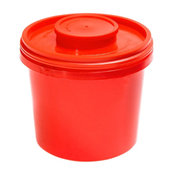 Red Round 1L Class B Medical Sharps Container