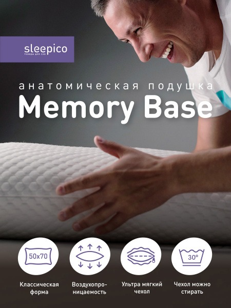Sleepico Memory Foam Pillow: Adjustable Height &amp; Firmness (50x70cm)