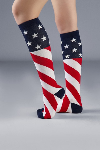 Red Zheara Compression Socks: Red & White