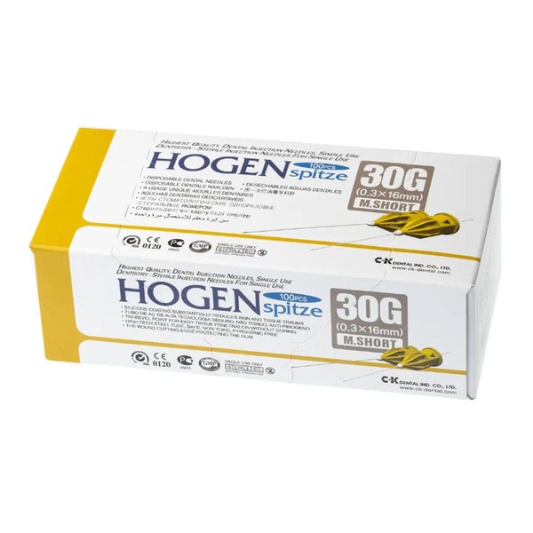 Hogen Spitze 30G Dental Carpule Needles (100ct) - 0.3x16mm Disposable