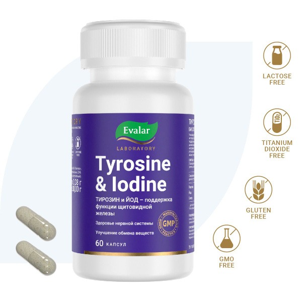 Evalar Tyrosine &amp; Iodine Capsules (60 x 0.38g)