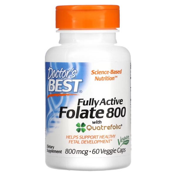 Doctor's Best Quatrefolic Folate 800mcg - 60 Vegetarian Capsules