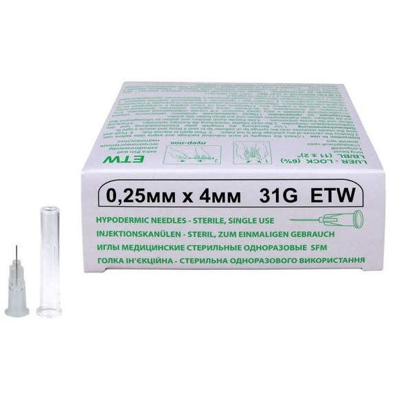 Sterile Disposable Needles 31G (0.25x4mm), 50/box