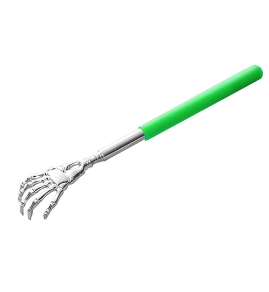 Telescopic Back Scratcher - Extendable "Skeleton" Design, Green (22-58cm)
