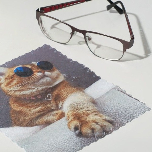 Beige Cat Eyeglass Cleaning Cloth (15x18cm)