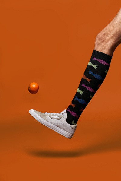 Compression Socks - Black & Blue - Red Heat