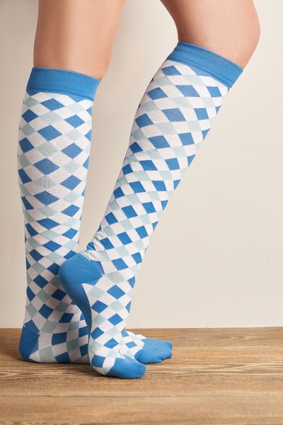 Compression Socks (White & Blue) - Red Heat Brand