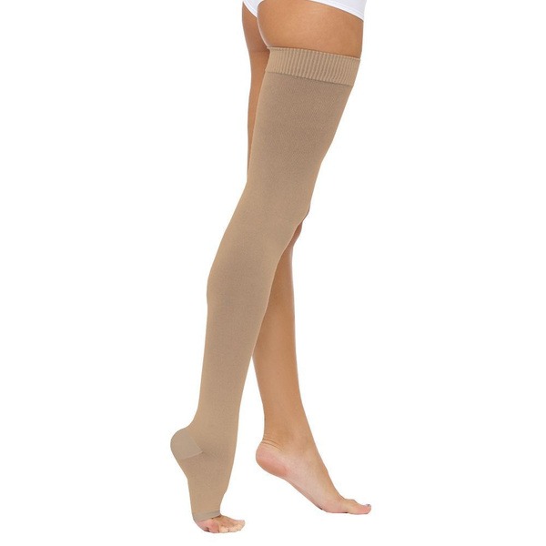 Cream Compression Stockings, 20-30 mmHg, 1 Pair