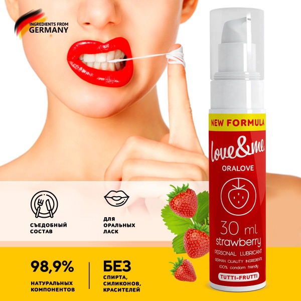 Tutti-Frutti Strawberry Edible Lubricant for Women - Water-Based, Oral Sex Friendly, 30ml