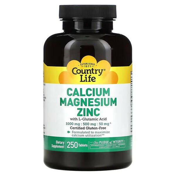 Country Life Calcium, Magnesium &amp; Zinc Supplement - 250 Tablets