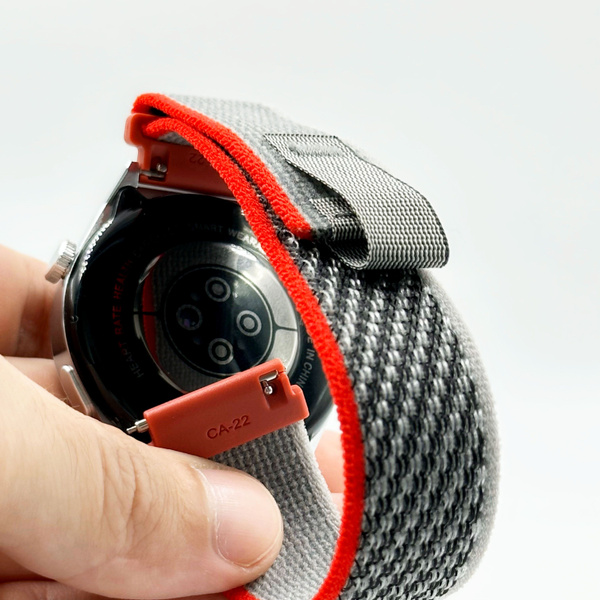 Universal 22mm Watch Band: Smartwatch &amp; Fitness Tracker Strap (Gray/Red)