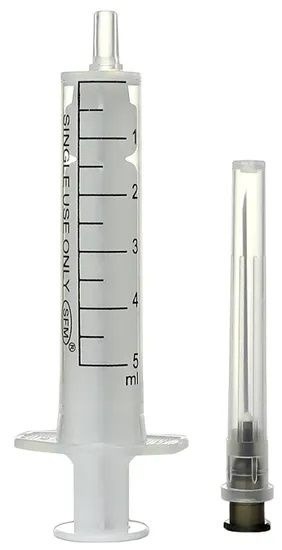 Sterile Disposable 2-Part Syringe with 22G Needle (0.70 x 40-1/2", 5ml)