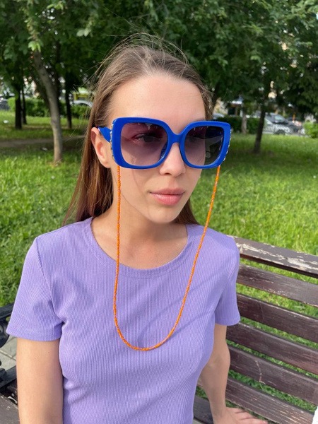 Elegant Orange Czech Glass Bead Eyeglass Holder Necklace