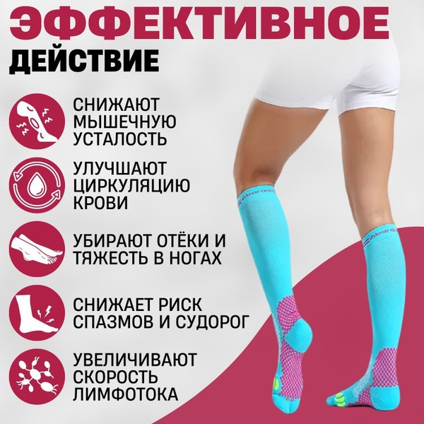 Compression Socks, Black, 2 Pairs, Class 2 Compression